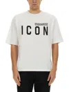 Dsquared2 White Crewneck T-shirt With Maxi Logo Print On The Front