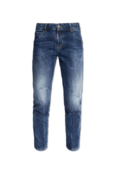 Dsquared2 Icon Cool Girl Distressed Tappered Jeans In Blue