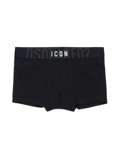 Dsquared2 Kids' Icon Cotton-blend Boxers In Black