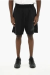Dsquared2 Icon Cotton Blend Shorts With Embossed Monogram In Black
