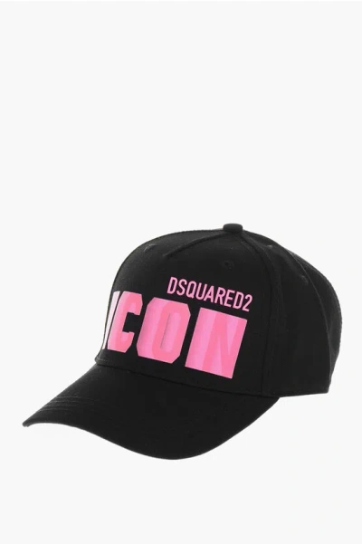 Dsquared2 Icon Cotton Gabardine Baseball Cap With Embossed Logo In Neutral