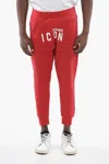 Dsquared2 Cropped Icon-print Track Pants In Red