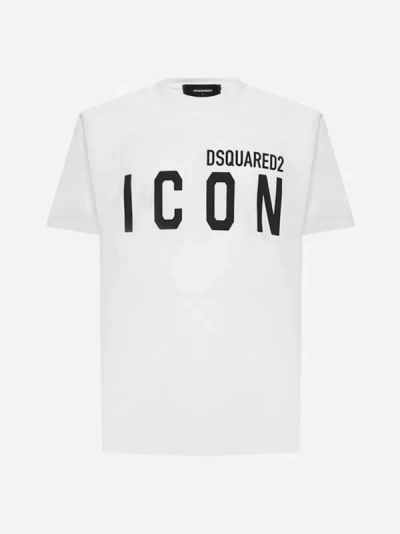 Dsquared2 Icon Embroidered Cotton Jersey T-shirt, White In White