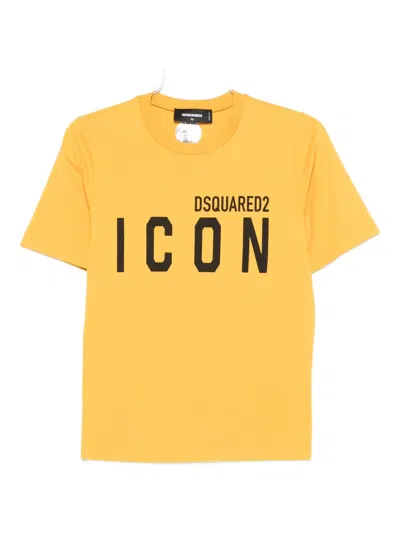 Dsquared2 Icon Cotton T-shirt In Yellow