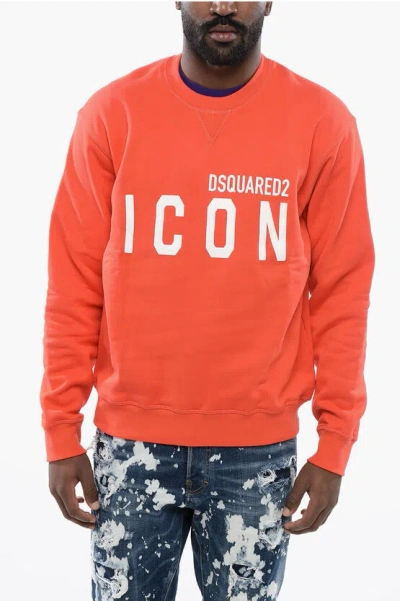Dsquared2 Icon Crewneck Sweatshirt With Logo Print In Red