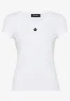 Dsquared2 Ribbed Crew Neck Cotton T-shirt In White