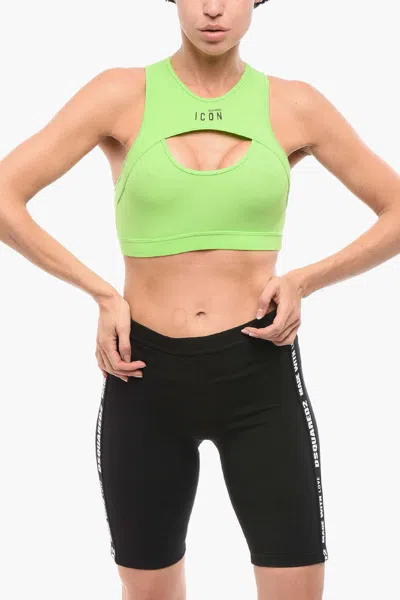 Dsquared2 Icon Cut-out Sports Bra In Green