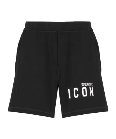 Dsquared2 Icon Elasticated Waist Bermuda Shorts In Black