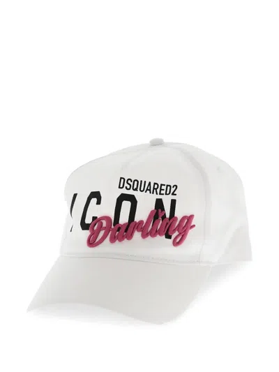 Dsquared2 Icon Embroidered Baseball Cap In White