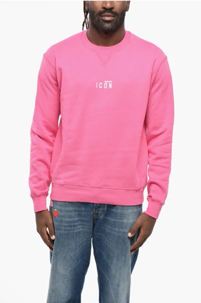 DSQUARED2 ICON FLEECED COTTON COOL FIT CREW-NECK SWEATSHIRT WITH PRINT