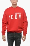 Dsquared2 Icon Fleeced Cotton Crew-neck Sweatshirt In Red