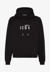 Dsquared2 Icon-print Drawstring Hoodie In Black