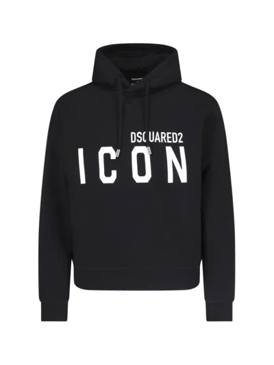 DSQUARED2 ICON" HOODIE - BLACK