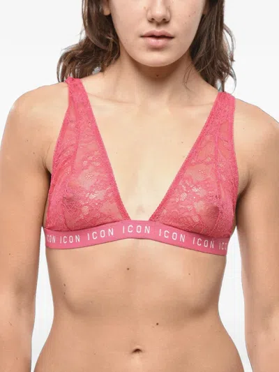 Dsquared2 Icon Lace Triangle Bra In Pink