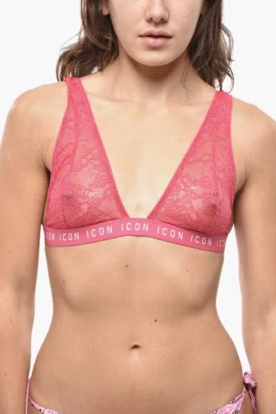 Dsquared2 Icon Lace Triangle Bra In Pink