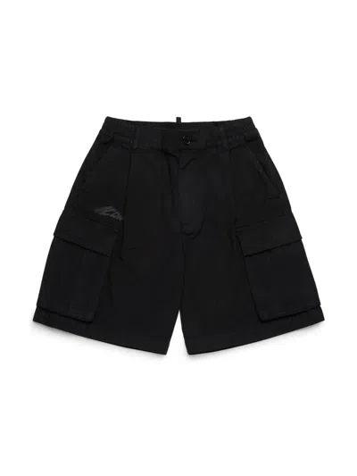 Dsquared2 Kids' Icon Logo Cargo Shorts In Black