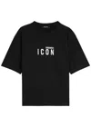 Dsquared2 Loose Fit Black Jersey T-shirt With Contrasting Logo In Black