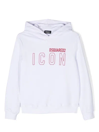 Dsquared2 Kids' Icon Logo-print Detail Hoodie In White