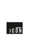 Dsquared2 Icon Logo-print Leather Card Holder In Black