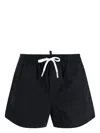 Dsquared2 Icon Solid Color Swim Shorts With Maxi Printed Logo In Black