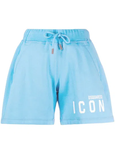 Dsquared2 Icon Logo-print Track Shorts In Blau