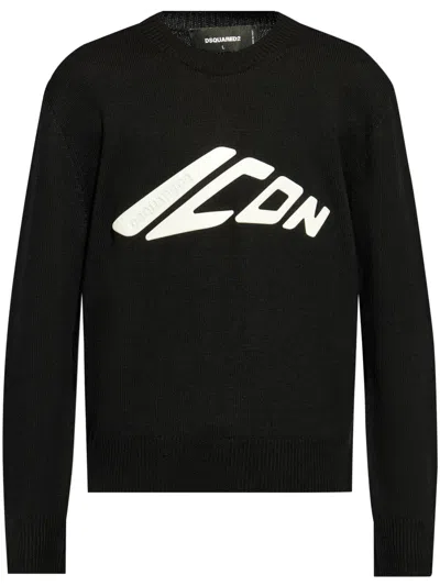 DSQUARED2 ICON LOGO-PRINT VIRGIN WOOL JUMPER