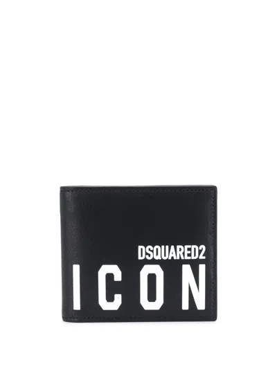 Dsquared2 Icon Logo Print Wallet In Black