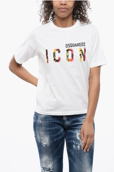Dsquared2 Icon Logo Printed Crew-neck T-shirt In White