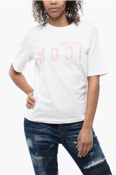 Dsquared2 Icon Logo Printed Crew-neck T-shirt In White