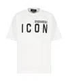 Dsquared2 White Crewneck T-shirt With Maxi Logo Print On The Front In Cotton Man In White