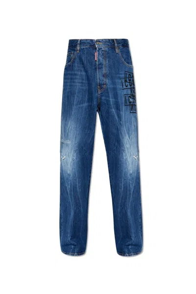 Dsquared2 Icon Logo Printed Eros Jeans In Blue