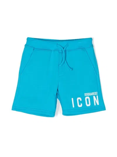 Dsquared2 Kids' Icon Logo-printed Sweatshorts In Blue