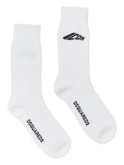 Dsquared2 Icon-logo Socks In White