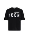 Dsquared2 Black Crewneck T-shirt With Maxi Logo Print On The Front In Black