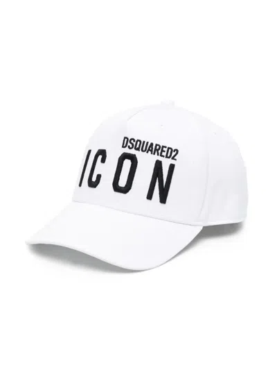 Dsquared2 Kids' Cotton Gabardine Baseball Cap W/ Logo In White