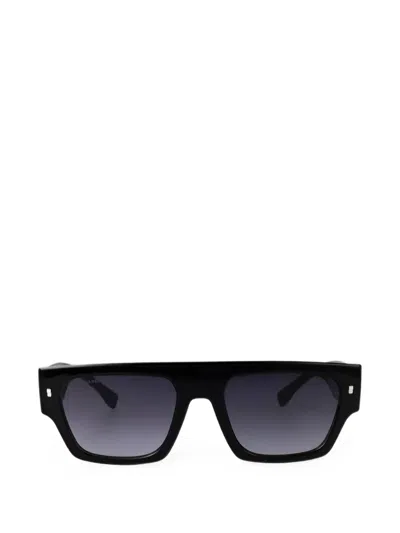 Dsquared2 Icon Logo-plaque Rectangle-frame Sunglasses In Black