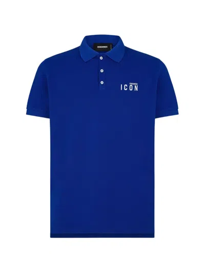 Dsquared2 Icon Logo-print Polo Shirt In Blue