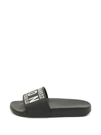 Pre-owned Dsquared2 Icon Logo-print Slides In Black