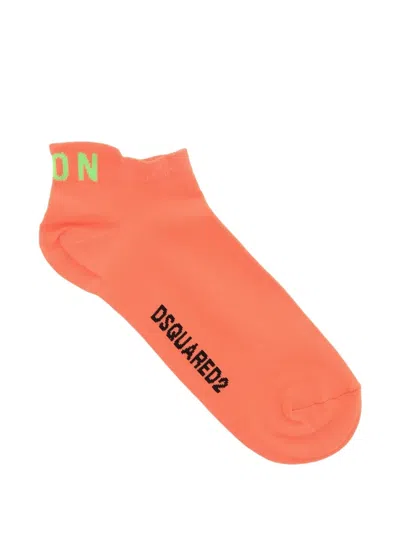 Dsquared2 Icon Logo-print Socks In Orange