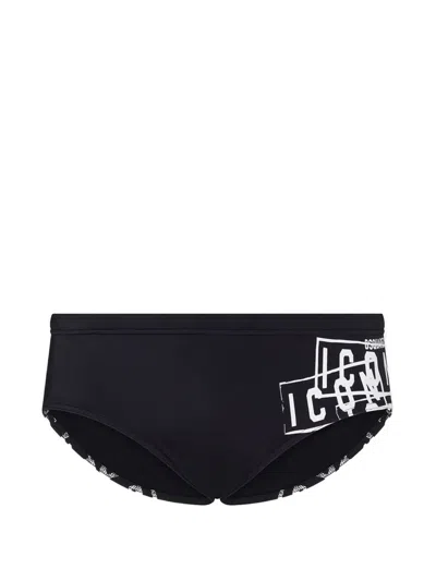 Dsquared2 Icon Logo-print Swim Briefs In Blue