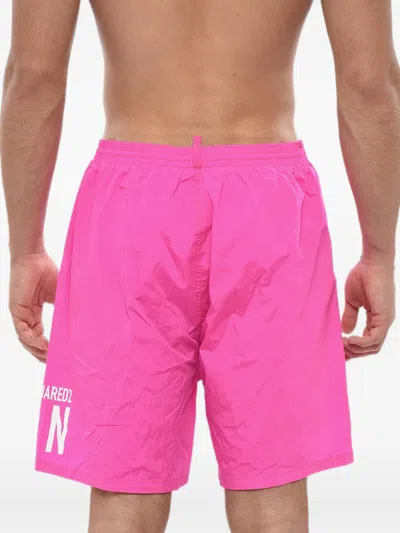 Dsquared2 Icon Logo-print Swim Shorts In Pink