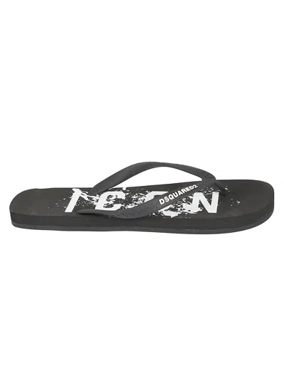 Dsquared2 Icon Long Thong Sandals In Black