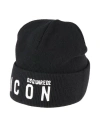 Dsquared2 Icon Man Hat Black Size Onesize Wool In Black