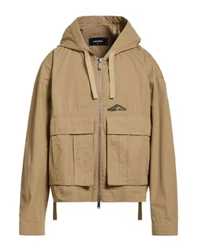Dsquared2 Icon Man Jacket Khaki Size 44 Cotton In Neutral