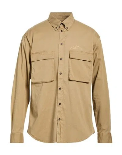 Dsquared2 Icon Man Shirt Beige Size 44 Cotton, Elastane In Brown