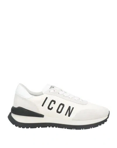 Dsquared2 Icon Man Sneakers White Size 8 Nylon, Leather