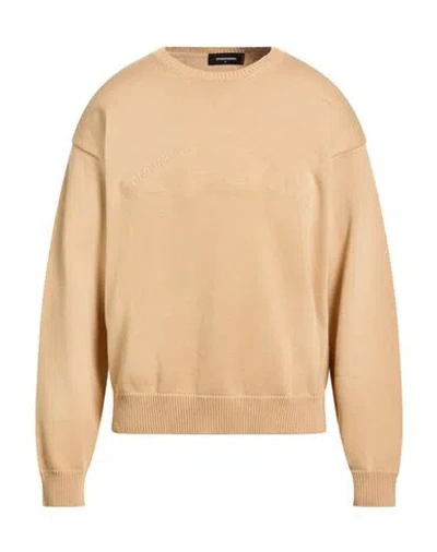 Dsquared2 Icon Man Sweater Camel Size S Cotton In Neutral