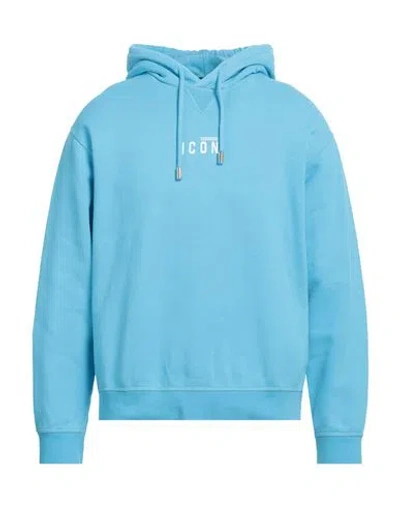 Dsquared2 Icon Man Sweatshirt Azure Size M Cotton, Elastane In Blue