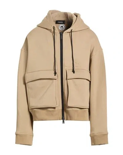 Dsquared2 Icon Man Sweatshirt Beige Size L Cotton, Polyester In Neutral