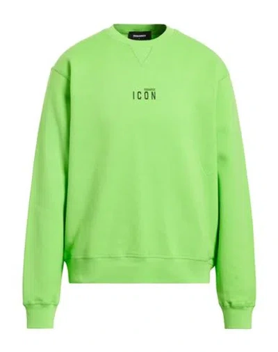 Dsquared2 Icon Man Sweatshirt Lime Green Size L Cotton, Elastane
